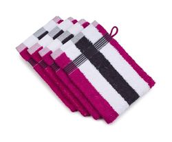Gözze Waschhandschuh, 4er Set, 17/24 cm, New York Streifen, cyclam/weiß/graphit