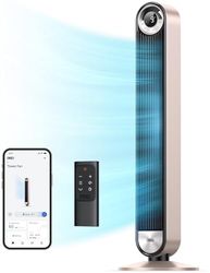 Dreo Smart stille torenventilator, 106 cm, wifi Alexa torenventilator, 90° oscillerende ventilator, afstandsbediening, 6 snelheden, 4 modi, 12 uur timer, spraakbediening, Cruiser Pro T2S, Starlight