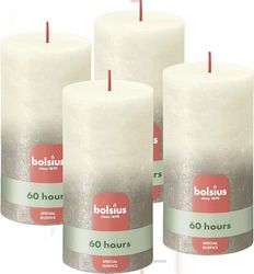 Bolsius Rustic Pillar Candle - Fading Metallic - Ivory & Champagne - Pack of 4 - Long Burning Time 60 Hours - Includes Natural Vegan Wax - No Palm Oil - 13 x 7 cm