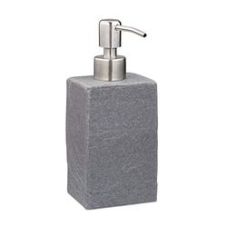 Relaxdays Dispenser di Sapone Manuale, 200ml, Portasapone Ricaricabile, Accessorio Bagno & Cucina, Poliresina, Grigio, 1 pz