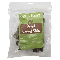 Pure & Natural Camel Skin Dog Chew - All Natural, High Protein, Low-Fat, Hypoallergenic Dog Treats for Puppies, Seniors 200g Bag