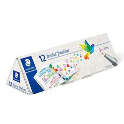 STAEDTLER 334 CPC12 Triplus Fineliner Superfine Pen, 0.3mm Line Width - Assorted Colours (Case of 12)