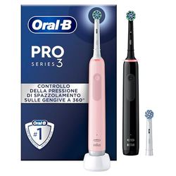 Oral-B Spazzolini Elettrici Ricaricabili Pro Series 3 Rosa e Nero con 3 Testine di Ricambio. 2 Spazzolini