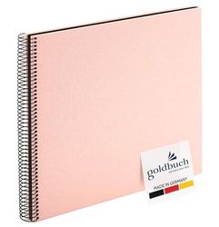 goldbuch Bella Vista 25522 Spiral Photo Album 35 x 30 cm Photo Album with 40 Black Pages Linen Memory Book for Pictures and Photos to Stick in Rose