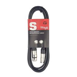 Stagg SMC3 3 m hoge kwaliteit XLR naar XLR plug microfoonkabel, zwart