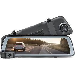 Road Angel Halo View 2K - Double caméra de Bord 1440 p rétroviseur, avec caméra de recul 1080 p, écran Tactile 10", Night Vision, Wi-FI intégré, Mode stationnement réel, Noir