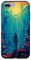 iPhone 7 Plus/8 Plus Diver Underwater Tropical Retro Pixel Art Illustration Case