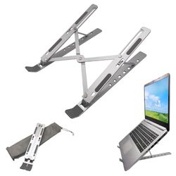 DOHE - Soporte Ordenador Portátil - Ajustable 7 Niveles, Antideslizante, Fabricado en Aluminio Resistente, Compatible 13-17”, Inclinación 15-45º, Color Plata