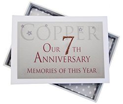 WHITE COTTON CARDS 7e koperen verjaardag herinneringen van dit jaar, klein album, glitter & woorden, hout, 12,5x17,5x2,5 cm