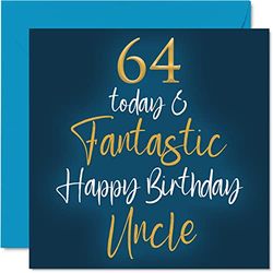 Fantastico biglietto di auguri il 64° compleanno dello zio – 64 oggi e fantastico – Biglietto di auguri di compleanno zio da nipote zio regalo di compleanno 145mm regalo zio