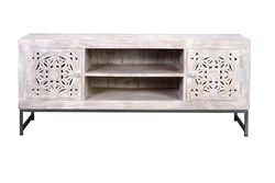 Mueble Tv 2 Puertas en Madera de Mango y Base de Hierro