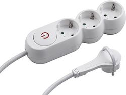 Meister 7430130 Extensão de 3, 1,4 m, branco, tomada plana, IP20, Mit Schalter