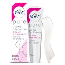 Veet PURE - Crème Dépilatoire Corps et Jambes - Peaux Normales - Sans Odeur d'Amoniaque, 200 ml