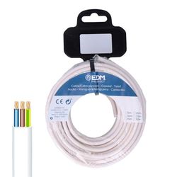 Carrete de manguera plana, 3G, 1,00 mm², blanca, 5 m; ideal para riego y abastecimiento de agua en jardines y espacios exteriores.