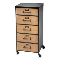 WELL HOME - Cajonera para almacenar archivos con una decoración retro de metal y madera