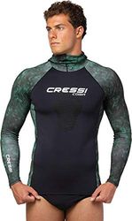 Cressi Cobia Hunter Camiseta Rash Guard con Capucha para Deportes acuáticos, con protección para el esternón, Unisex-Adult, Verde Camuflaje, XXL