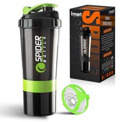 K-MART Protein Shaker Bottle 500ml with Extra Compartment | BPA-Free Protein Bottle Shaker for Protein Shakes | Leak Proof & Dishwasher Safe | Protein Shake Gym Bottles for Men & Women (Green)