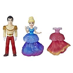 Disney Princess Assepoester en prins charmante verzamelobject kleine pop koninklijke clips mode speelgoed met extra jurk