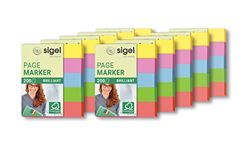 SIGEL HN625 Brilliant Index Page Markers, 5 x 40 strips, Yellow/Pink/Green/Blue/Red (pack of 10)