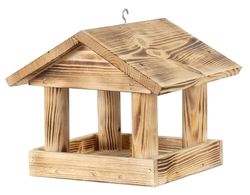 Mangiatoia per uccelli in pino, fiammata, altezza 22/24 x 26 x 26 cm