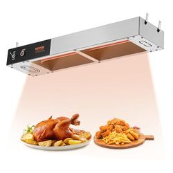 VEVOR Scalda Patate Fritte, Lampada Riscaldante Alimenti Fritti Commerciale 750 W, Stazione Scaldavivande Luce Riscaldante Acciaio Inox, Scalda Patatine da Tavolo 40-50 ℃ per Ristorante Cucina Buffet