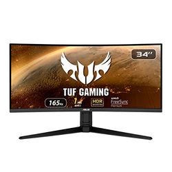 TUF Gaming VG34VQL1B Monitor – 34 inch WQHD (3440x1440), 165Hz (Above 144Hz), Extreme Low Motion Blur, FreeSync Premium, 1ms (MPRT), Curved, DisplayHDR 400, Nero