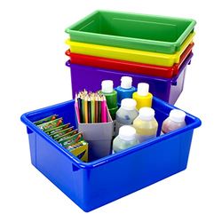 Storex Lot de 5 Plateaux de Rangement, Format Lettre, 25,4 x 33 x 12,7 cm, Couleurs Assorties, 62530U05C