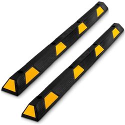 Pyle Car Wheel Vehicle & Truck Parking Curb Stops, Heavy-Duty Rubber Tire Blocks (Extra Wide Style), High Density Engineered, Black, One Size