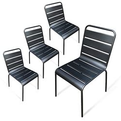 RED DECO Chaises de Jardin métal Montmartre Noir x4