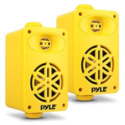 Indoor Outdoor Speakers Pair - 200 Watt Dual Waterproof 3.5” 2-Way Full Range Speaker System w/ 1/2” High Compliance Polymer Tweeter - in-Home, Boat, Marine, Deck, Patio, Poolside (Yellow) - PDWR35YL