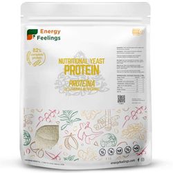 Energy Feelings Proteína Vegana de Levadura Nutricional 82% 1kg, Proteína en Polvo Sin Sabor, Sin Lactosa, Sin Azúcares Añadidos y Sin Gluten, Vegana, Apta para Ganar Masa Muscular