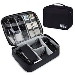 AiQInu Sac Câble Multifonctionnel Sac de Voyage Universel Électronique Cable Management Cubes 2 Couche pour Tablette, Disque Dur Externe, Chargeur, Adaptateurs, Cartes Mémoire, Câbles USB