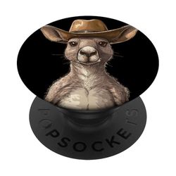 Bonito canguro con sombrero de vaquero para niños y niñas PopSockets PopGrip Adhesivo