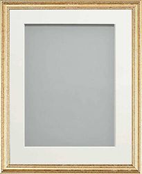 Frame Company Beatrice Range Gold Ornate Wooden Picture Frame With White Mount, 14x11 for A4 *Choice of Mount Colours and Sizes* Fitted with Real Glass