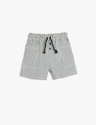 Koton Babyboys Pocket Detail Trekkoord Katoenen Shorts, Navy Stripe (7s0), 2-3 Jaar