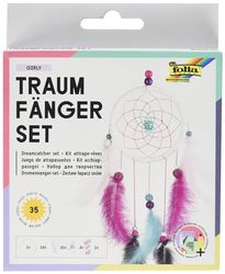 folia 23819 Knutselset dromenvanger Girly, set voor het maken van een prachtige dromenvanger in moderne pasteltinten
