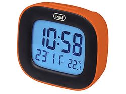 Trevi SLD 3875 Digital klocka med LCD-skärm, Väckarklocka, Termometer, Kalender och Snooze funktion, Orange