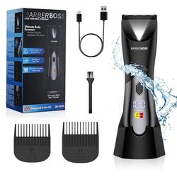 BarberBoss Men's Body Groomer, Pubic Hair Trimmer for Men, Hair Clippers, Ball Trimmer Men, Waterproof and Rechargeable Groin & Ball Shaver, Intimate Hair Clippers with Travel Lock