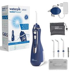 Waterpik Idropulsore Portatile Cordless Advanced, 3 Impostazioni di Pressione, Strumento di Rimozione della Placca Dentale Ideale per Viaggi o Bagni Piccoli, Batteria Ricaricabile, Blu (WP-563EU)