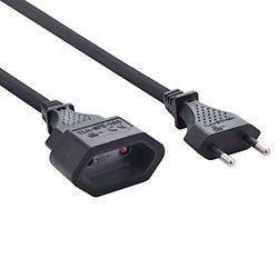 Electraline 900012CBB Cabo de extensão com tomada e tomada europeia branca, 5 MT, preto, 5 M