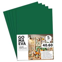 m-office Plaques de Mousse EVA Colorées 40x60cm, Feuilles de Mousse à Découper, Papier Mousse Pailleté, Idéal pour Loisirs Créatifs, Scrapbooking, École ou Activités Manuelles (Vert foncé, 5 uds)