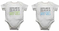 Counting Down The Jaar tot we kunnen Swap Meisjes - Baby Westen Bodys Baby Groeit voor jongens, meisjes - wit - pasgeborenen