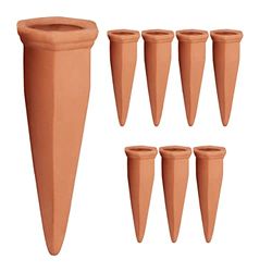 Relaxdays Set da 8 Coni da Irrigazione, per Piante e Fiori, Innaffiatori per Bottiglie da 1,5 Litri in Pet, Terracotta, 13 x 5 x 4,5 cm