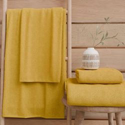PETTI Artigiani Italiani - 100% Cotton Terry Bath Towels, 3+3 Towel Set, 6 Pieces, 3 Face Towels and 3 Hand Towels, Yellow Towels
