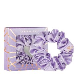 CRYSTALLOVE Chouchou en soie - Scrunchie avec cristaux - Violet - Premium - Accessoires de cheveux pour femmes, filles - Accessoires élastiques - Doux - Support de queue de cheval