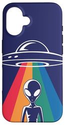 UFO Abduction Alien Retro Rainbow Vibes Case for iPhone 16