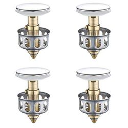 4 stuks Push-Type Bounce Core, universele wastafelstoppen van roestvrij staal, keuken universele stop, wastafel, drain plug stoppers voor keuken badkamer, keuken, badkamer, 35 mm