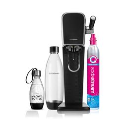 Sodastream Svart konst, vattenbehållare för omvandling av vatten till mousserande vatten, inklusive fylld cylinder Co2, 1 liter flaska, 1 x 0,5 l flaska 18,4 x 29,7 x 44,4 cm