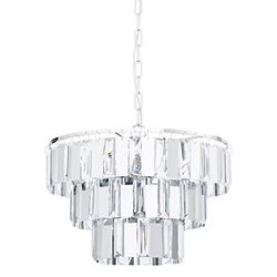 EGLO Erseka Pendant Light, 5-Bulb Modern, Elegant, Pendant Light Made of Steel in Chrome and Crystal in Clear Dining Table Lamp, Living Room Lamp Hanging with E14 Socket, Diameter 38.5 cm