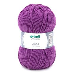 Gründl Lisa Premium Uni Yarn Hilo, Acrylic, Purpurina, 3,50-4,50 mm, 133